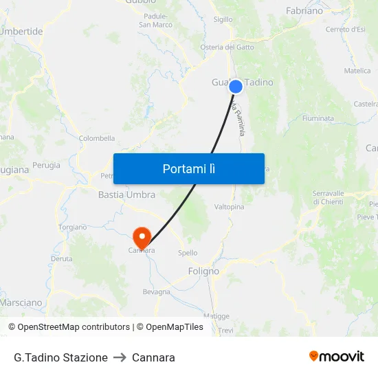 G.Tadino Stazione to Cannara map