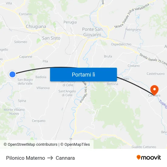 Pilonico Materno to Cannara map