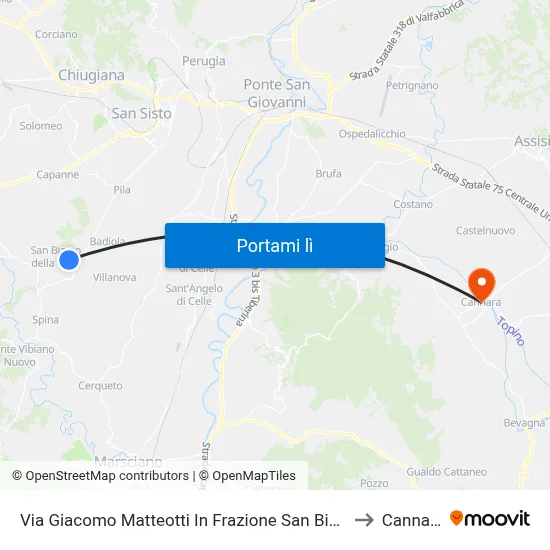 Via Giacomo Matteotti In Frazione San Biagio to Cannara map
