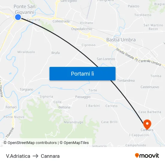 V.Adriatica to Cannara map