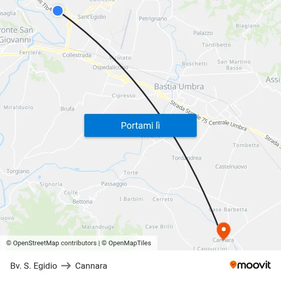 Bv. S. Egidio to Cannara map