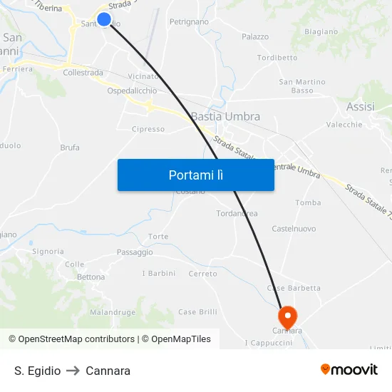 S. Egidio to Cannara map