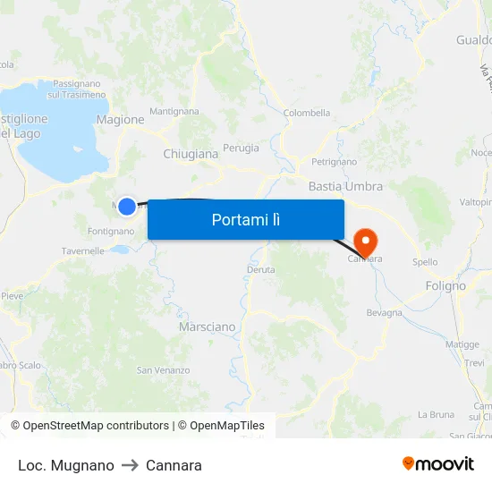 Loc. Mugnano to Cannara map