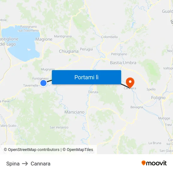 Spina to Cannara map