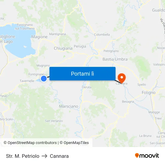 Str. M. Petriolo to Cannara map