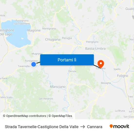 Strada Tavernelle-Castiglione Della Valle to Cannara map