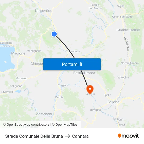 Strada Comunale Della Bruna to Cannara map
