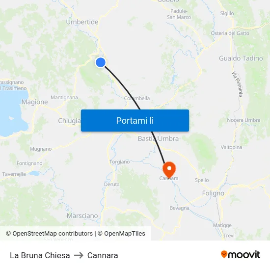 La Bruna Chiesa to Cannara map
