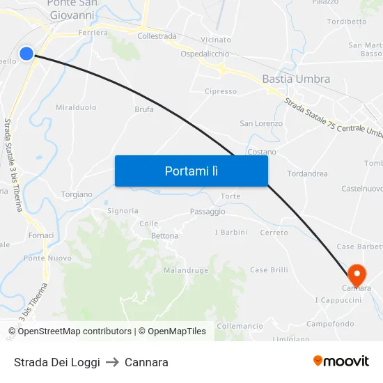Strada Dei Loggi to Cannara map