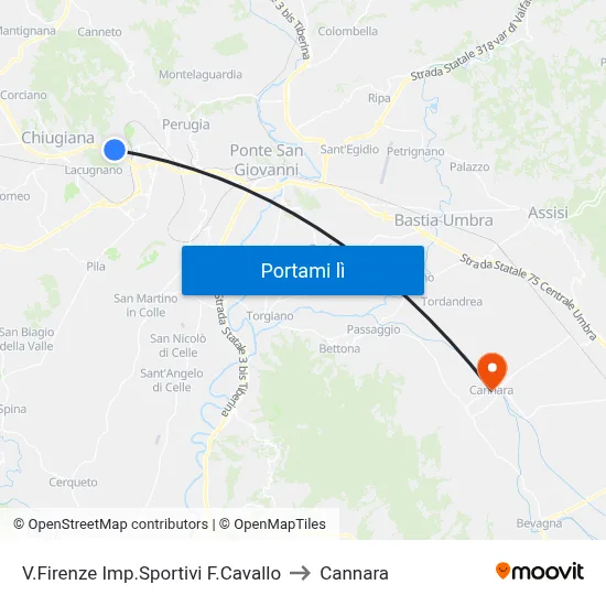 V.Firenze Imp.Sportivi F.Cavallo to Cannara map