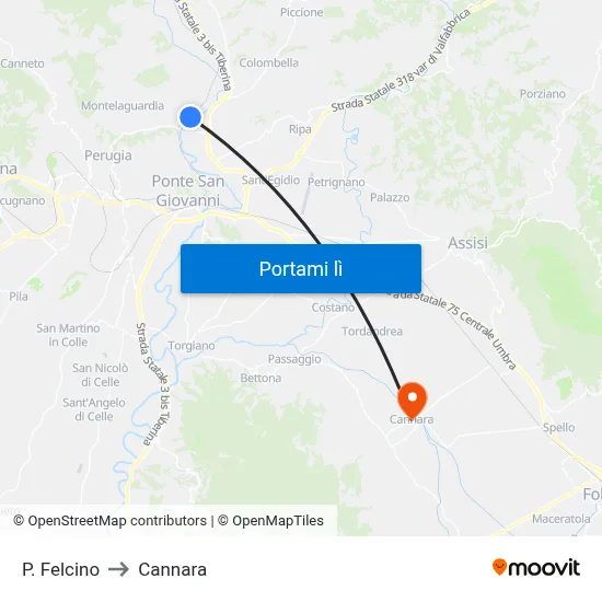 P. Felcino to Cannara map