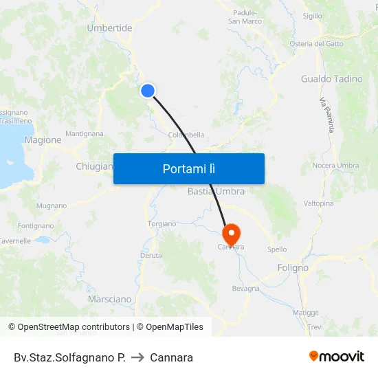 Bv.Staz.Solfagnano P. to Cannara map