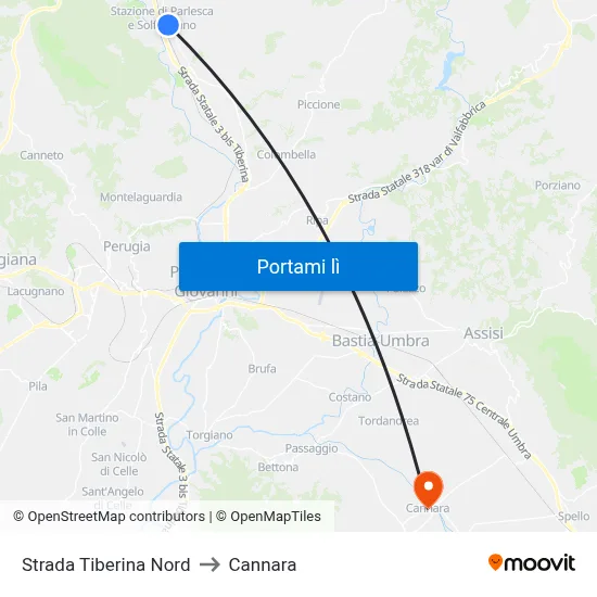 Strada Tiberina Nord to Cannara map