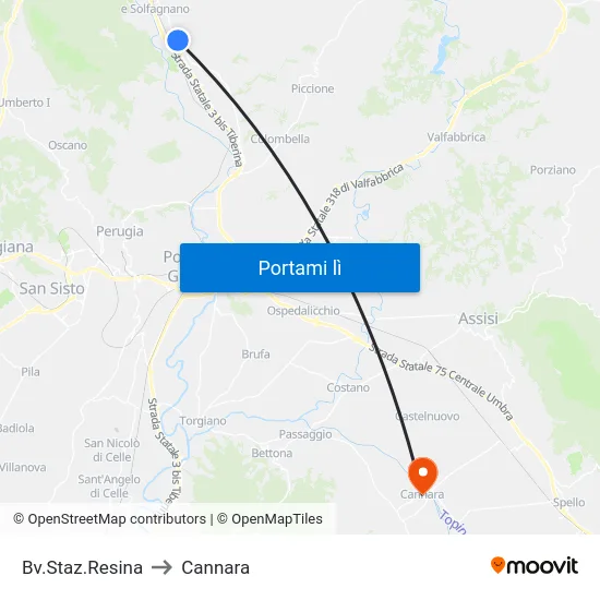 Bv.Staz.Resina to Cannara map