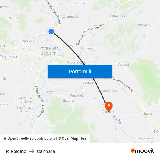 P. Felcino to Cannara map