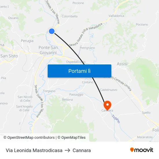 Via Leonida Mastrodicasa to Cannara map