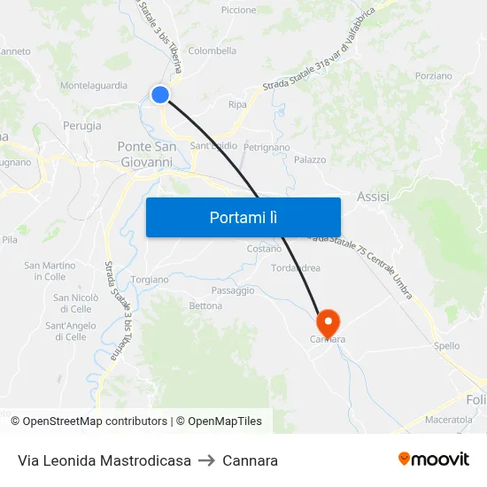 Via Leonida Mastrodicasa to Cannara map