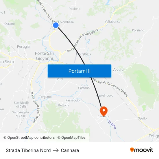 Strada Tiberina Nord to Cannara map