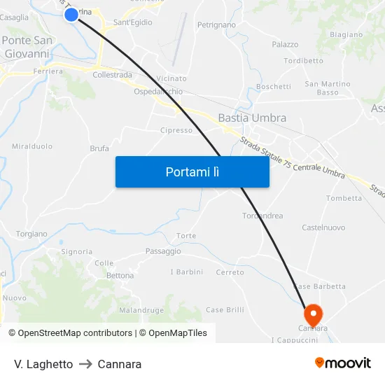 V. Laghetto to Cannara map