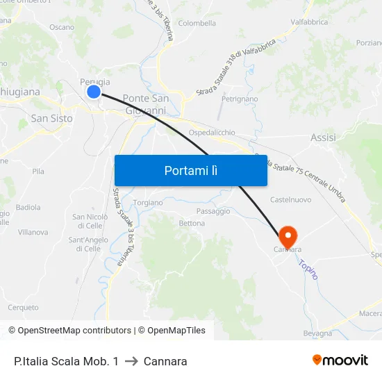 P.Italia Scala Mob. 1 to Cannara map