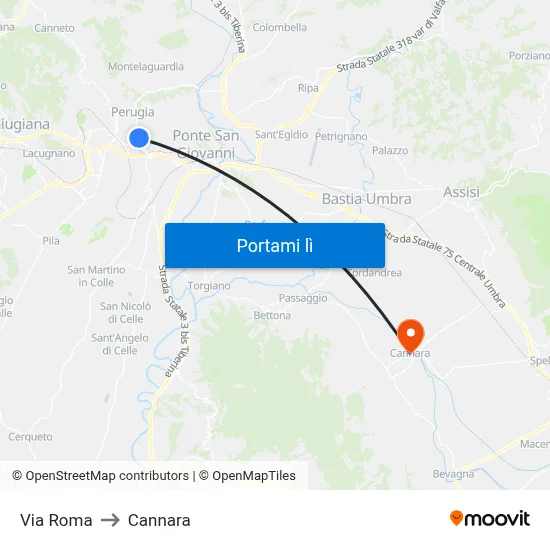 Via Roma to Cannara map
