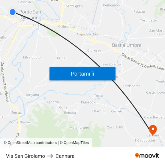 Via San Girolamo to Cannara map