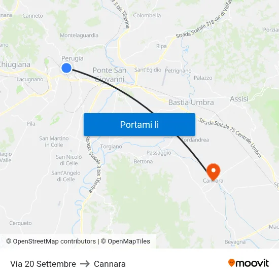 Via 20 Settembre to Cannara map