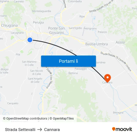 Strada Settevalli to Cannara map