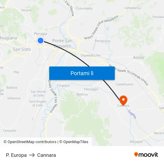 P. Europa to Cannara map