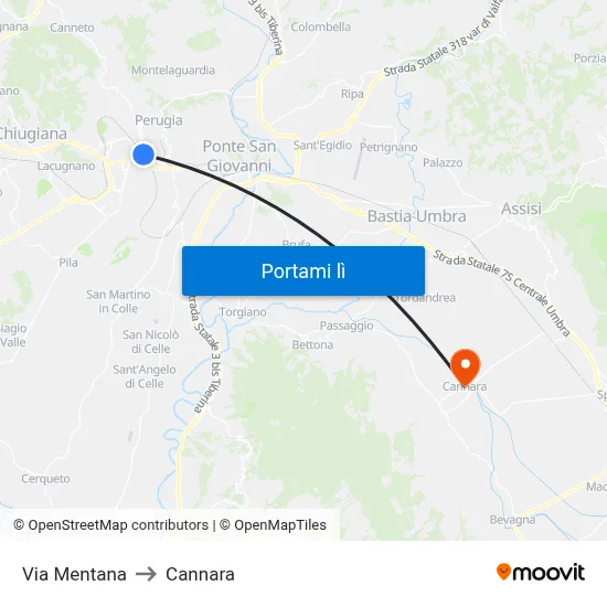 Via Mentana to Cannara map