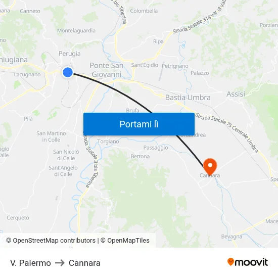 V. Palermo to Cannara map