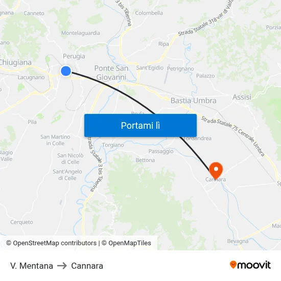 V. Mentana to Cannara map