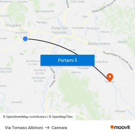 Via Tomaso Albinoni to Cannara map