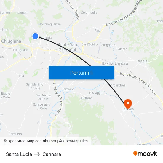 Santa Lucia to Cannara map