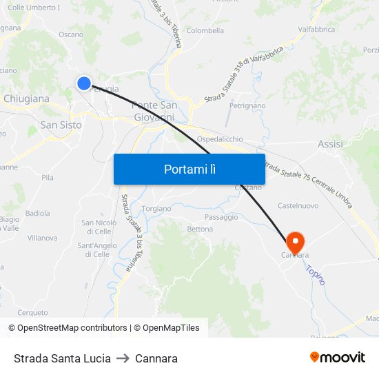 Strada Santa Lucia to Cannara map