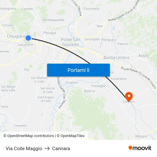 Via Colle Maggio to Cannara map