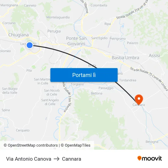 Via Antonio Canova to Cannara map