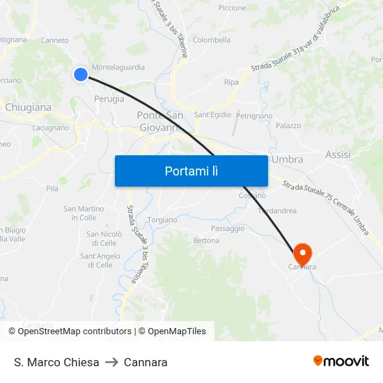 S. Marco Chiesa to Cannara map