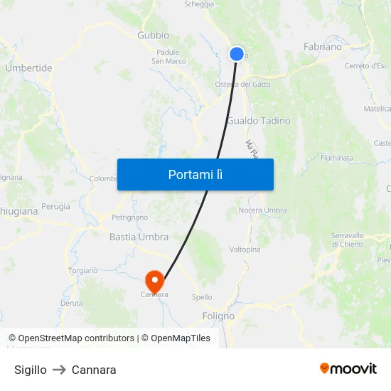 Sigillo to Cannara map