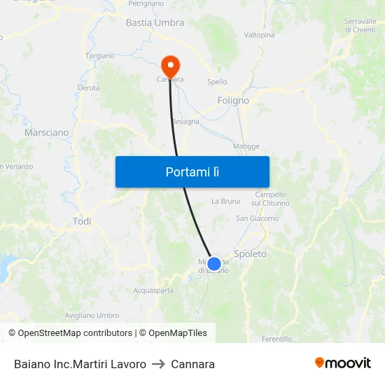 Baiano Inc.Martiri Lavoro to Cannara map