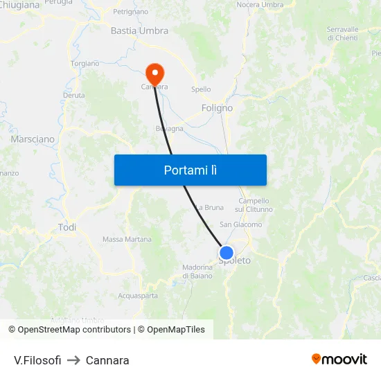 V.Filosofi to Cannara map
