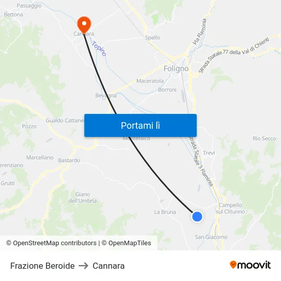 Frazione Beroide to Cannara map