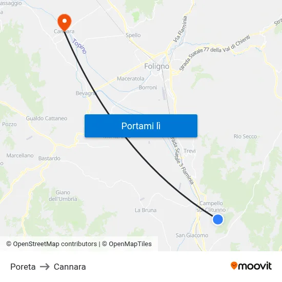 Poreta to Cannara map