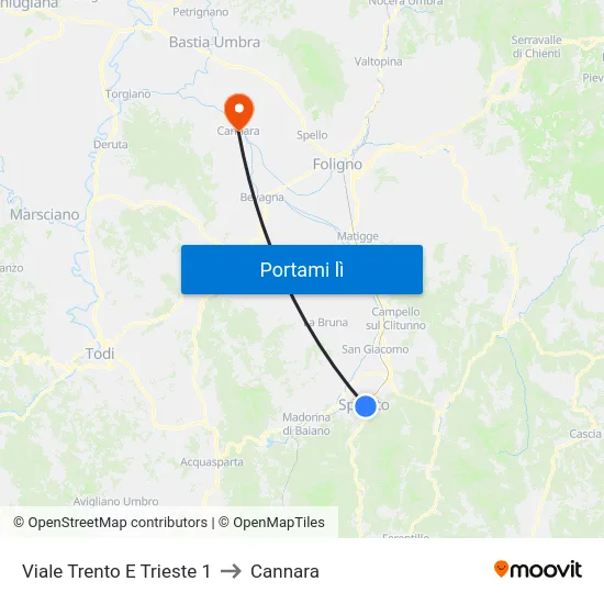 Viale Trento E Trieste 1 to Cannara map