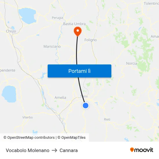 Vocabolo Molenano to Cannara map
