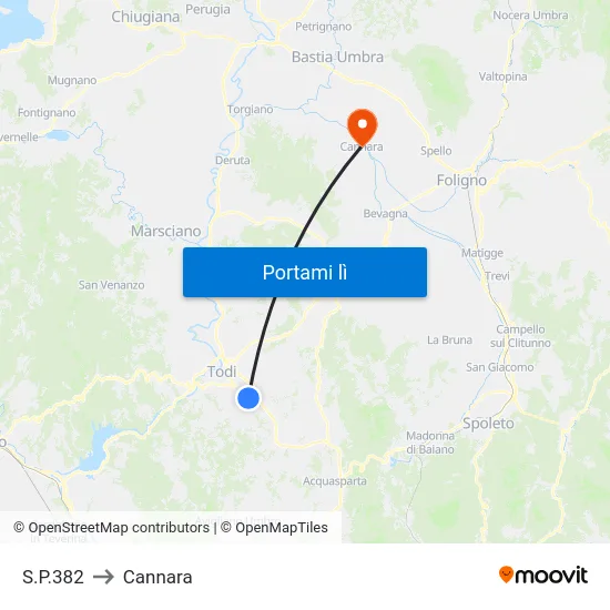 S.P.382 to Cannara map