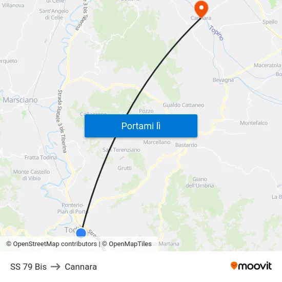 SS 79 Bis to Cannara map