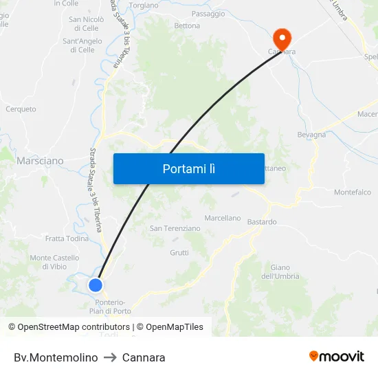 Bv.Montemolino to Cannara map