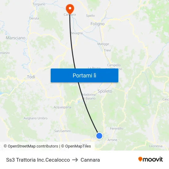 Ss3 Trattoria Inc.Cecalocco to Cannara map