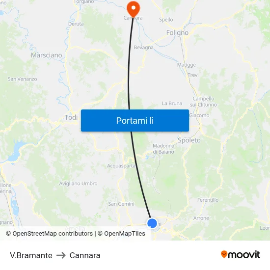 V.Bramante to Cannara map